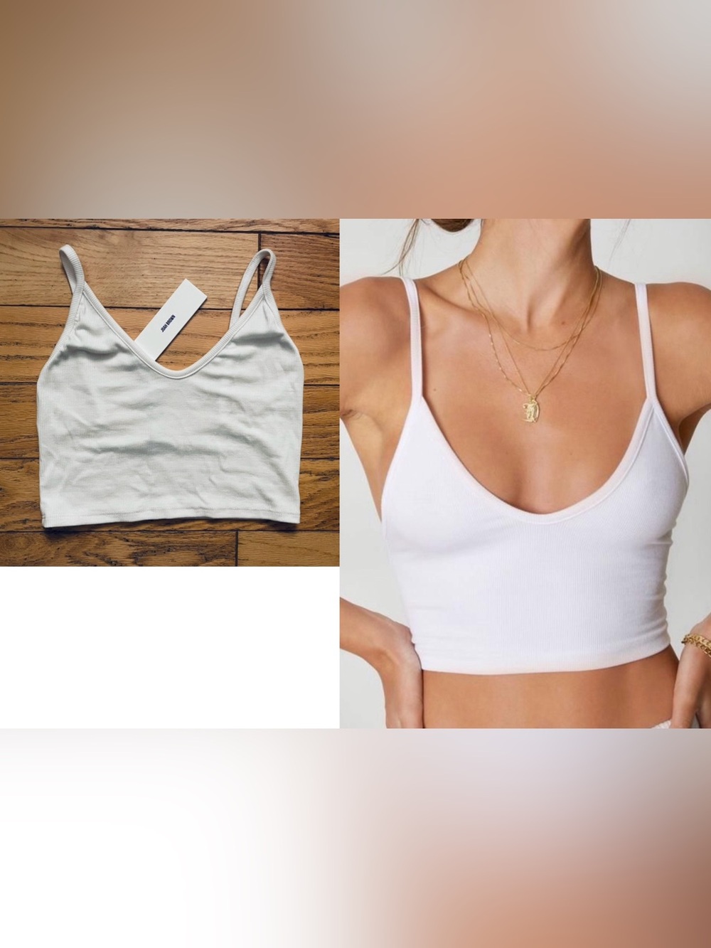 JOAH BROWN White Strappy Cropped Flexrib Spaghetti Strap Tank Top S/M NWT